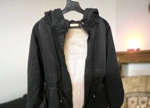 Unsex Black Hooded Parka Jacket