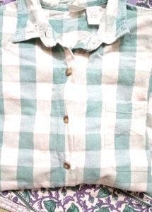 Green &amp; White Checked Shirt