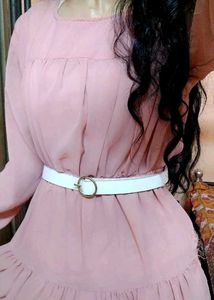 Elegant Pink Tiered Dress