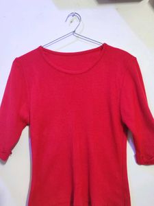 Red Ribbed Top