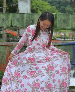 Floral Round White Kurtis &amp; Kurtas