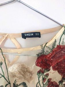 SHEIN Floral Embroidered Sheer Top