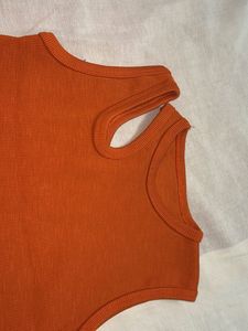 Cutout Ribbed Orange Tank Top
