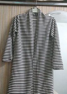 Striped Open Front Cardigan