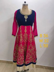 Pink & Navy Embellished Kurti