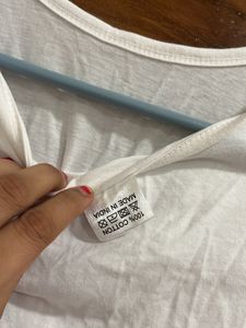 White Full Sleeves Tshirt 100% Cotton