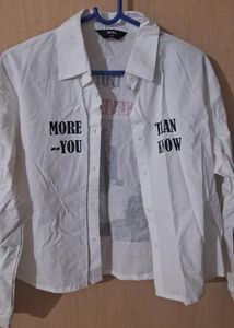 MAX White Graphic Button Down Shirt