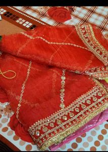 Elegant Red &amp; Gold Embroidered Saree