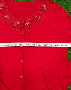 Imported Elegant Red Lace Cardigan