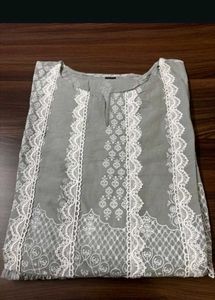 Lace Embellished Pure Cotton Dress