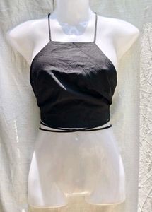 I. Black Halter Crop Top