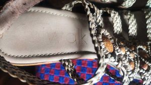 Braided Wedge Sandals with Stone Accents