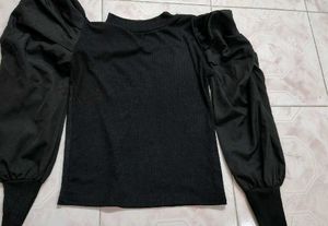 Black Puff Sleeve Top