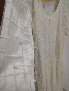 Elegant Ivory Pearl Embellished Dress