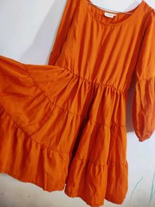 Orange Tiered Mini Dress