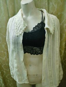 lace bralette with cardigan