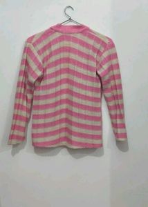 Pink Plaid Knit Cardigan