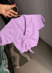 Cute Lilac V-Neck Top