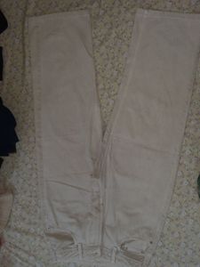 Beige Straight Leg Jeans