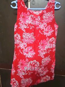 Red Floral Sleeveless Tank Top