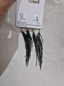 Graphite Black Tassel VINTAGE EARRINGS
