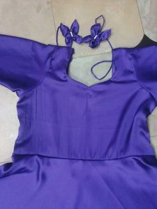Pruple Satin Gown With Pant