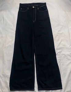 Lee x H&M, Dark Wash Wide Leg Jeans-Contrast Stitc