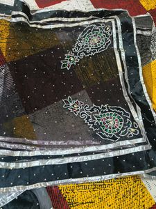 #JanOffer Black And Grey Partywear Lehenga Saree