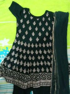 Green Embroidery Sharara Suit