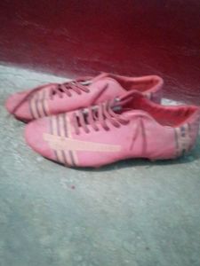 Pink Striped Adidas Soccer Cleats