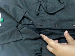 🖤 Glitchez Casual Bow Tie Crop Shirt – Black