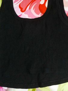 (1100)Basic Black Ribbed Tank Top