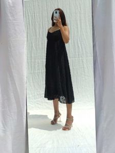 Black Polka Dot Midi Dress