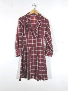Maroon Checks Dress (Women's)