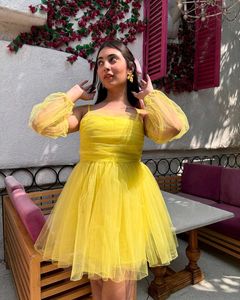 Yellow Tulle Mini Dress
