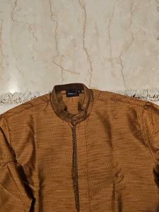L Golden Orange Formal Kurta With Churidar