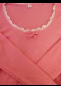 FREE DELIVERY Ribbed Pink Long Sleeve Top