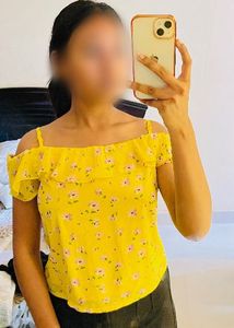 Yellow Floral Off-Shoulder Top