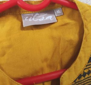 Mustard XL Tunic With Elbow Sleeves