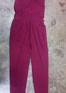 Burgundy Colour Jumpsuit With Pocket
