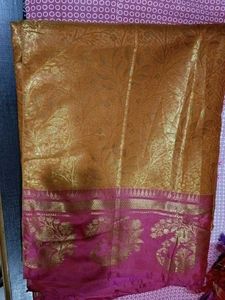 Elegant Pink & Gold Saree