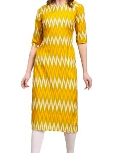 Yellow Zig-Zag Print Kurti