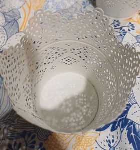 IKEA White Lace Candle Holders (Set of 2)