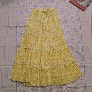 (Discounted)Yellow Floral Long Skirt