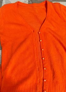 Orange Cardigan Sweater