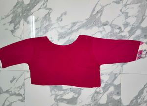 Pink Floral Readymade Saree Blouse