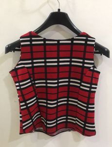 Plaid Red-Black-White Sleeveless Crop Top