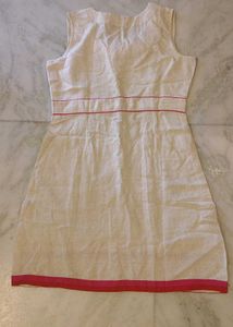 Cream Color Sleeveless Tunic Style Kurti