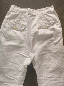 Vintage &#39;White Linen&#39; High-Waist Trousers
