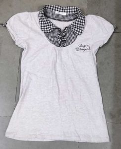 Patchwork Top: Gingham And Solid Pattern